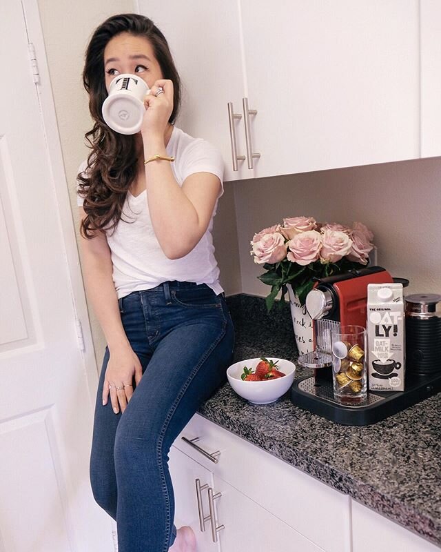 My favorite coworker is the coffee machine (sorry Danny 😜) // Did you catch last week&rsquo;s post on taste testing oat milk? What&rsquo;s your favorite brand? #coffee #oatmilk #wfhmood
