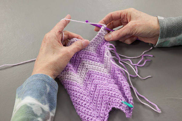 Lavender and Lilac Chevron Scarf from "Learn to Crochet Ripples"