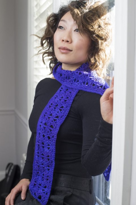 Optical Illusion Scarf on model.jpg