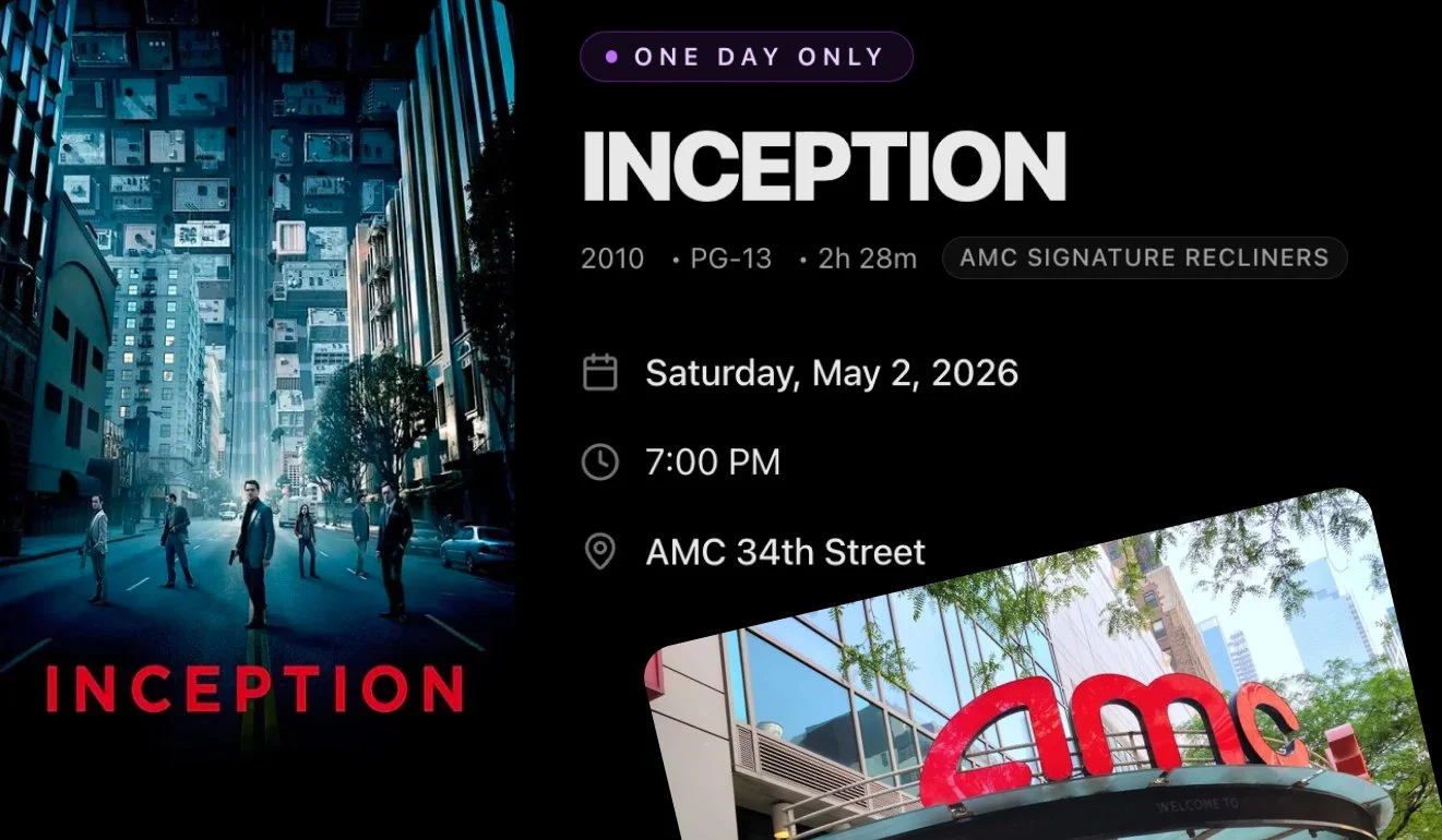 Inception at AMC on May 2nd — InvitedNYC