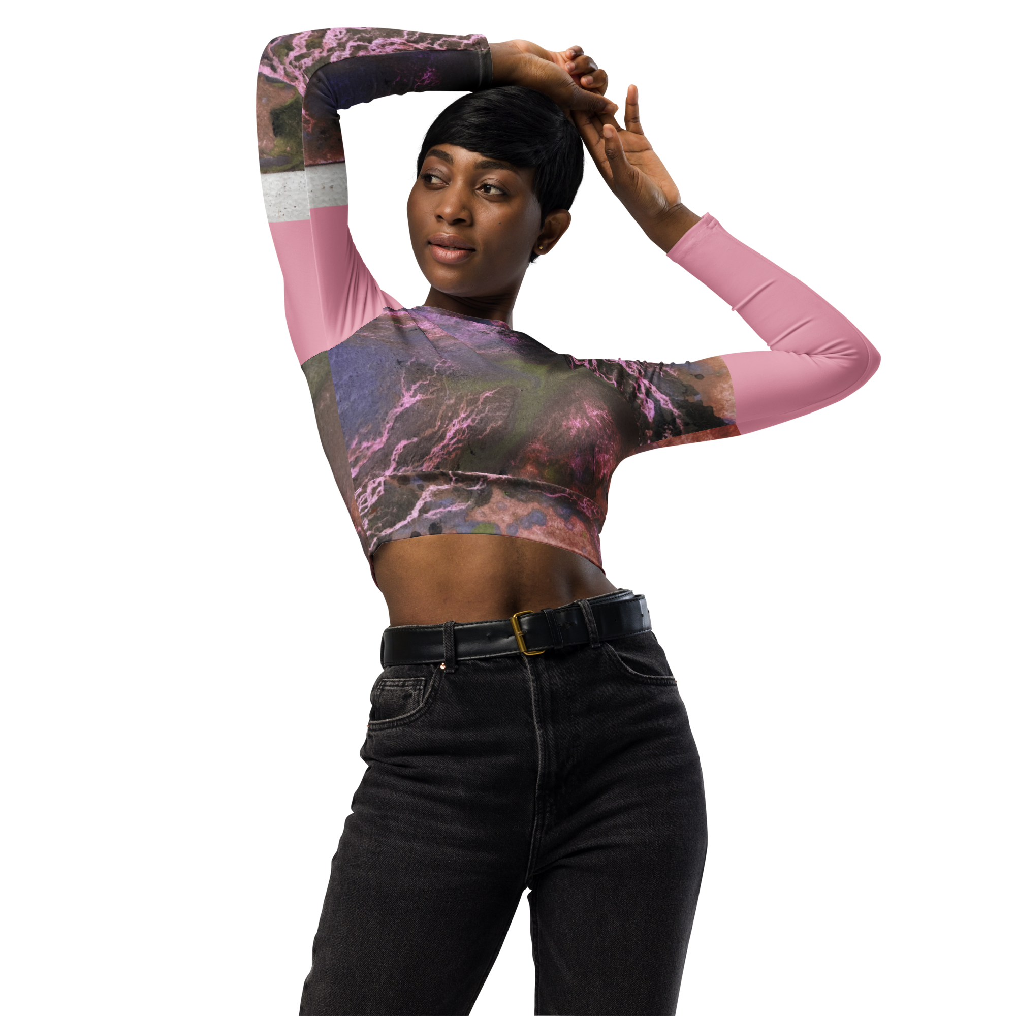 Recycled long-sleeve crop top