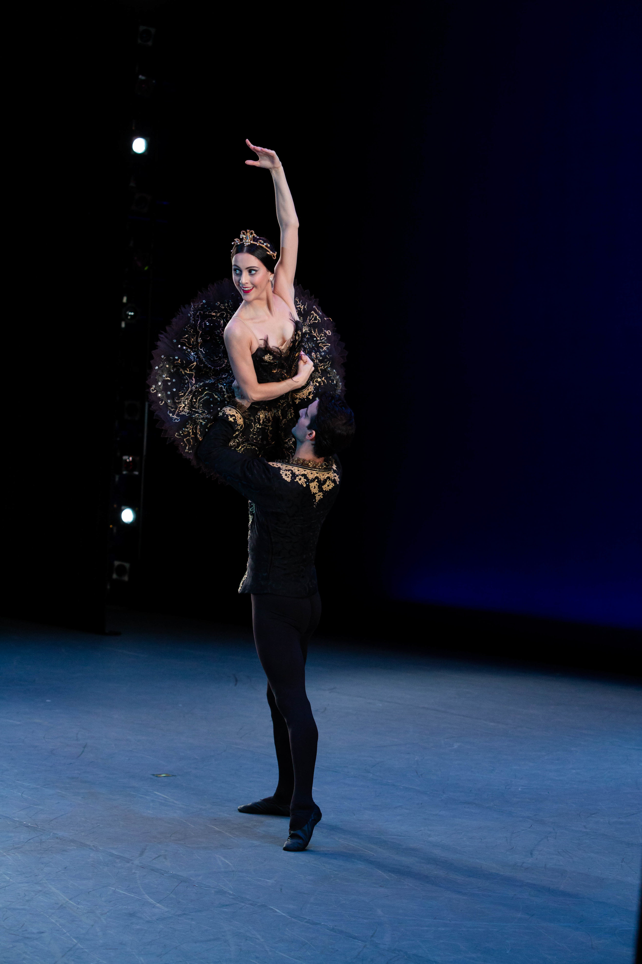 Katherine Barkman with Rolando Sarabia in the Black Swan pas de deux at The Washington Ballet. Photo by Mena Brunette of XMB Photography.