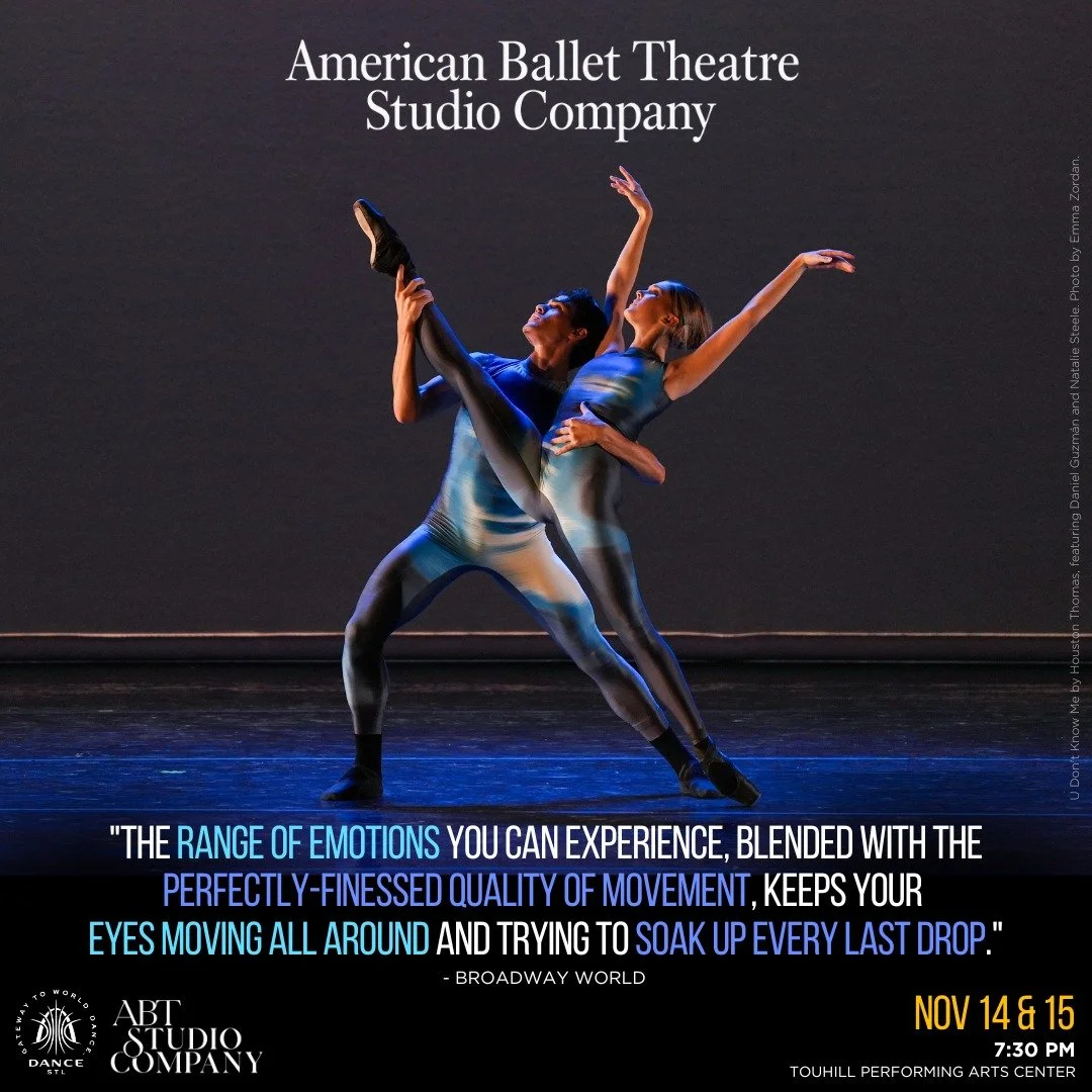 Nov 14 & 15 | Fri & Sat | Touhill Performing Arts Center 
📣🩰Announcing the Evening's Repertoire: Robbins, Tharp & Tomorrow’s Choreographers!
When American Ballet Theatre (ABT) Studio Company  takes to the stage at the Touhill, a