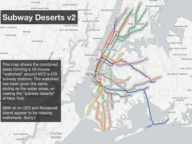 Map Exposes NYC's Sprawling Subway Deserts