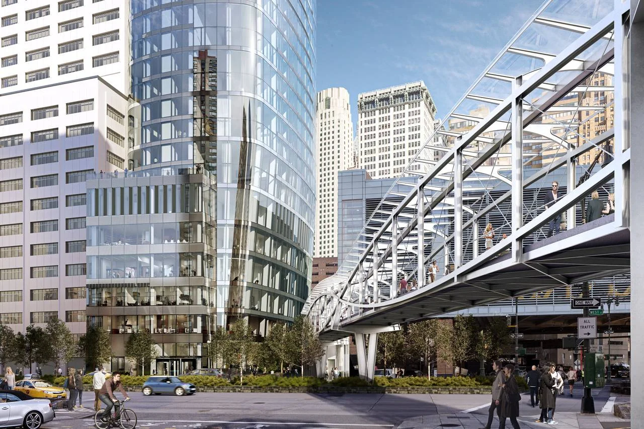 Public Plaza & Pedestrian Bridge Outside 50 West Street Revealed,