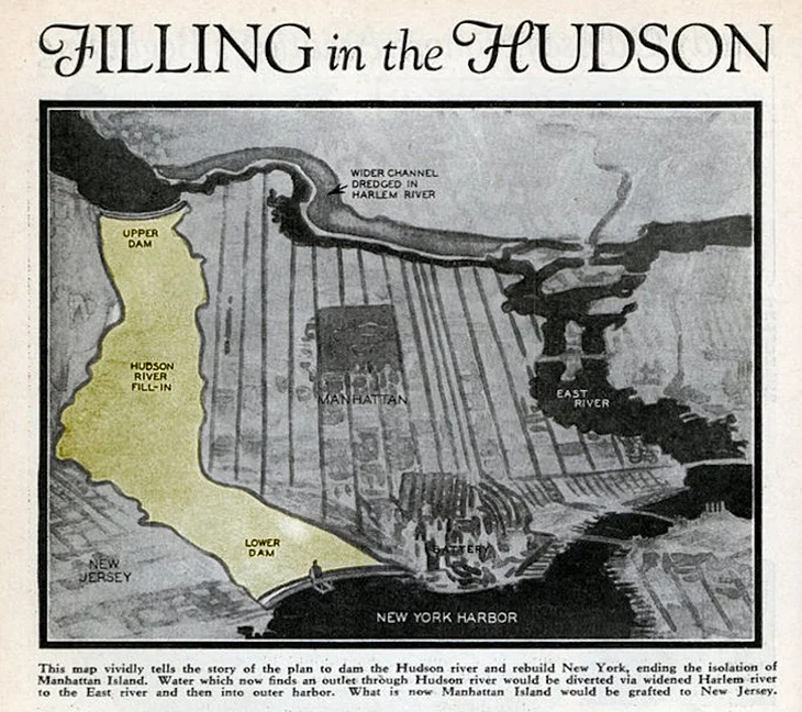 In 1934 There Was A Plan That Fills In The Hudson River For Development