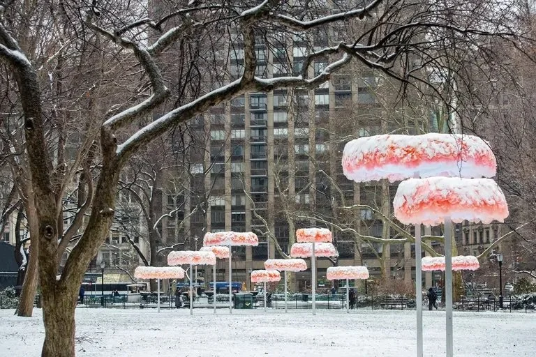 New Colorful Tulle Sculptures Now in Madison Square Park