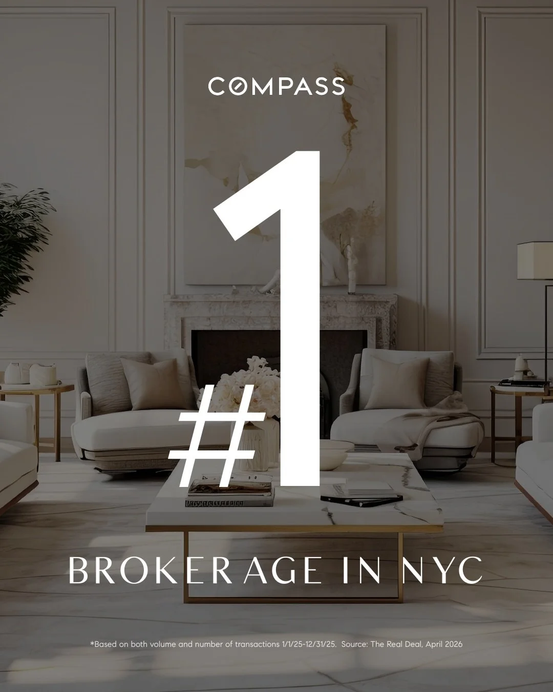 Compass NYC @compassny continues to lead🔥
For the third consecutive year, Compass is ranked the #1 brokerage in New York City by The Real Deal for both sales volume and closed transactions.

In Manhattan, Compass holds the #1 position in transaction