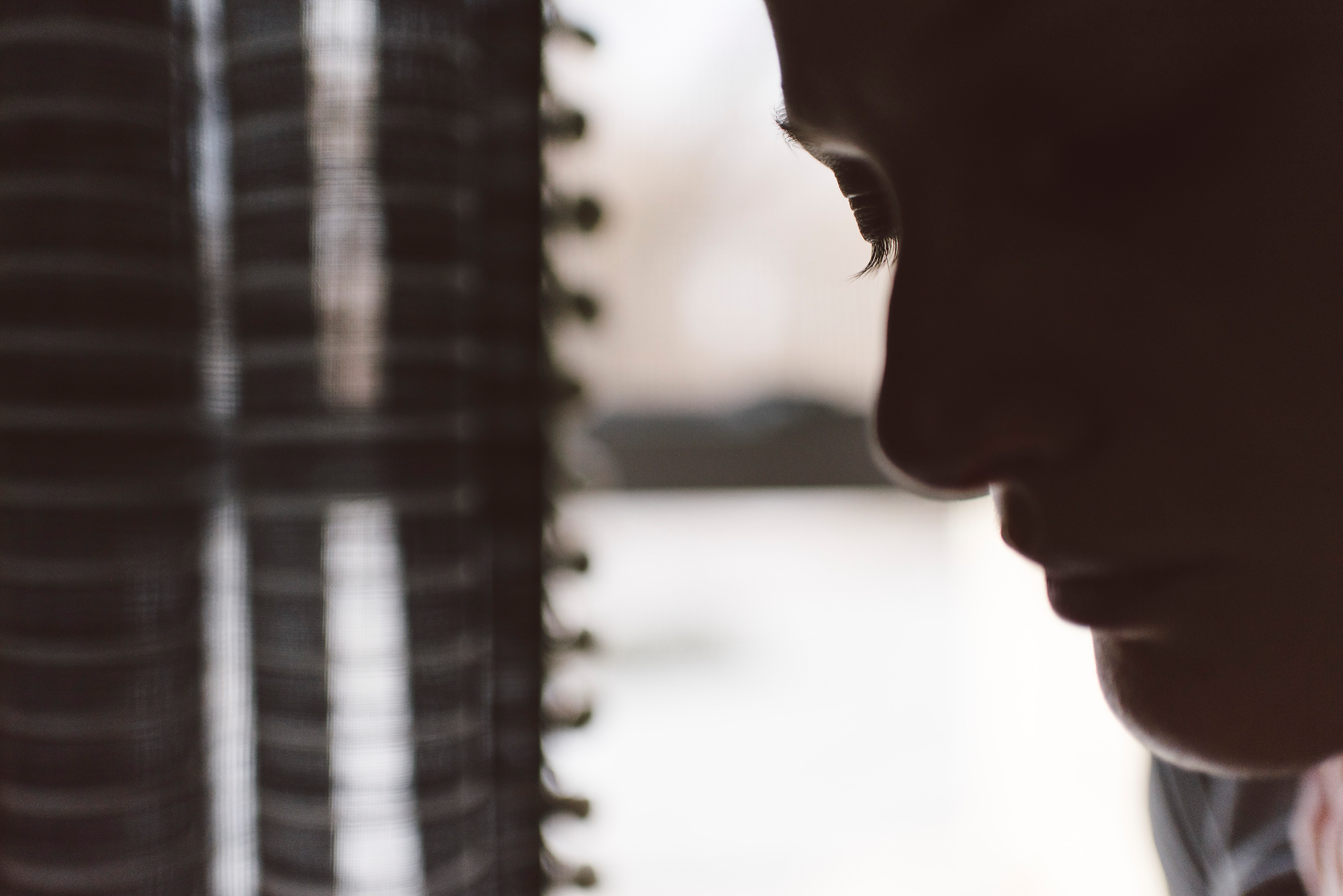 Curtains and face silhouette