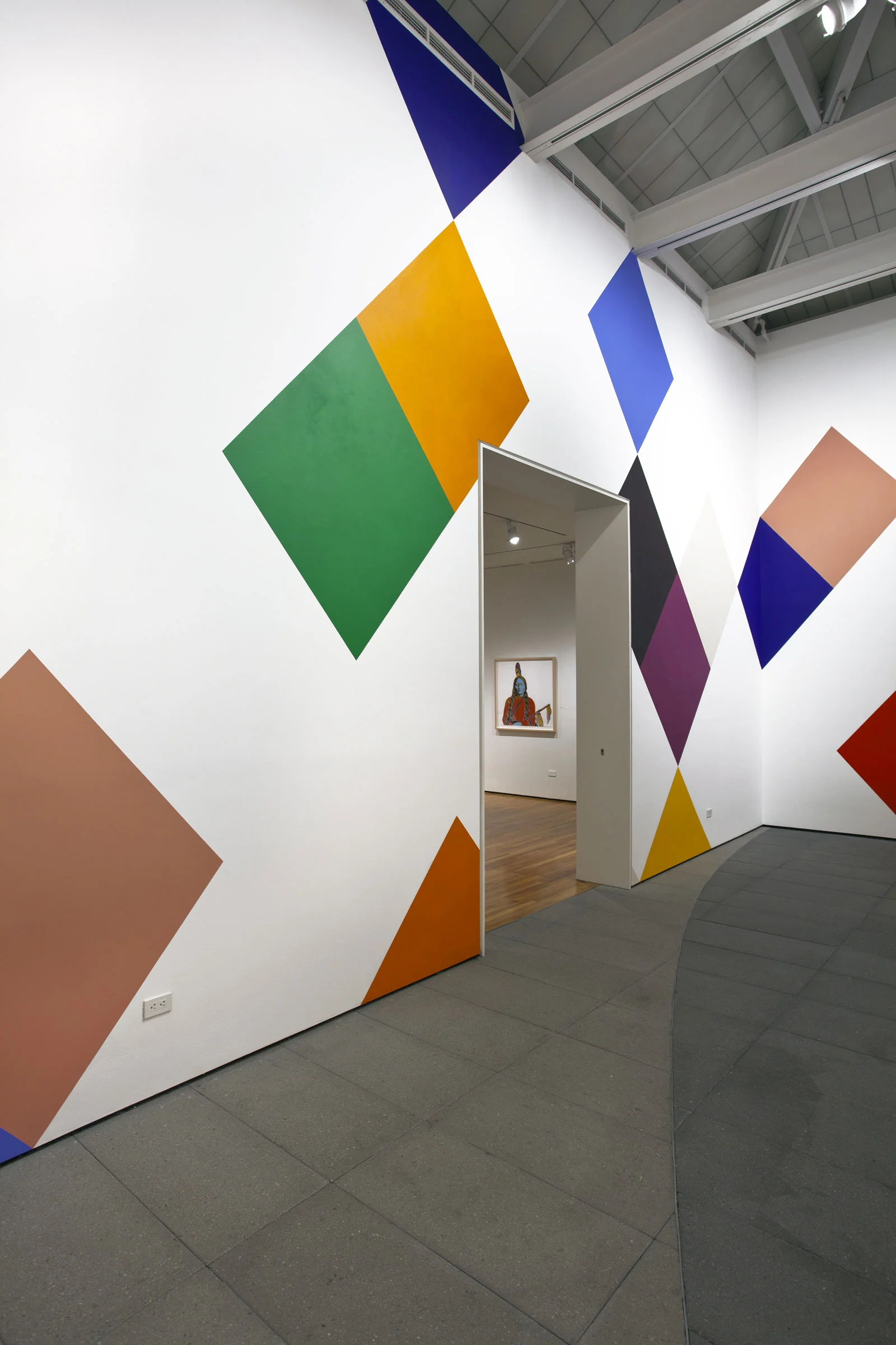 Stars and Candywrappers , 2015, 18’6” x 100’, wall painting installed on all four walls of the Nachman Gallery, Museum of Art, Design and Architecture, University of California Santa Barbara. On view September 25, 2015-May 1, 2016.