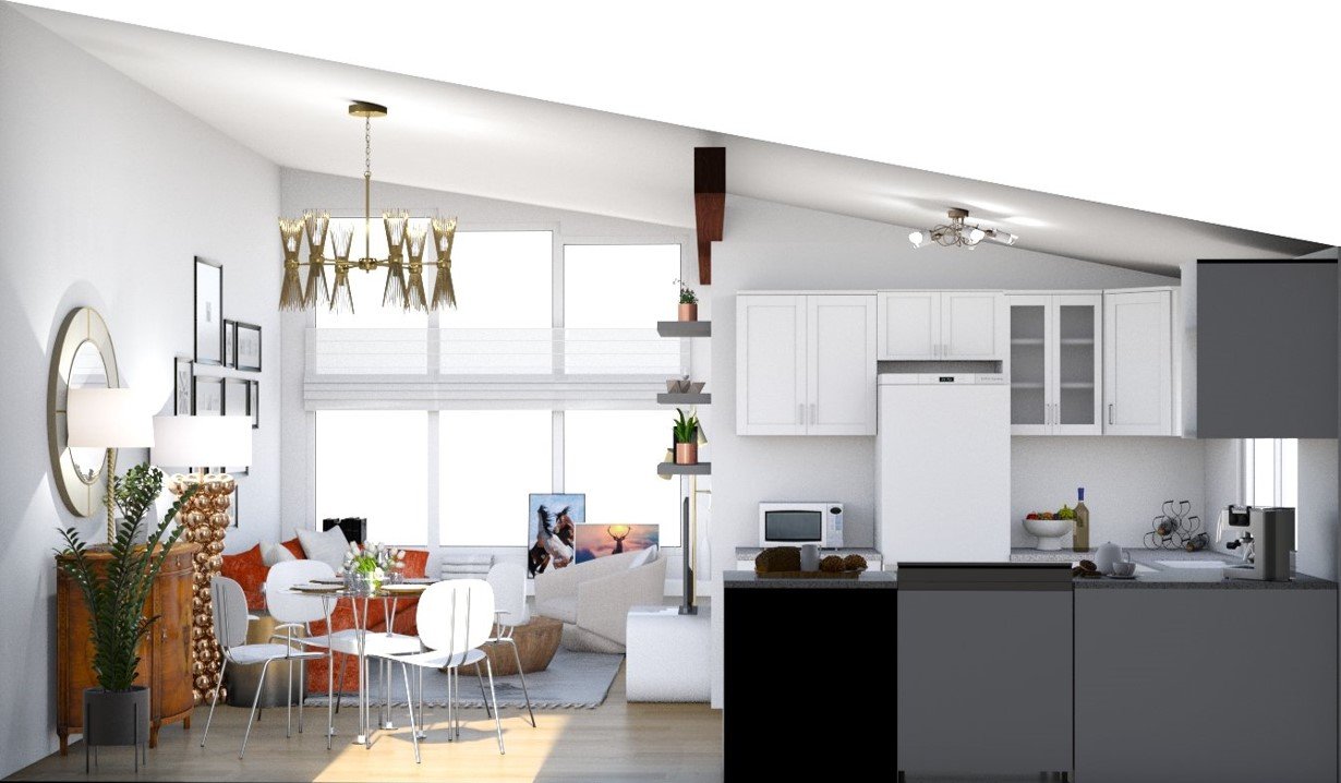 Mid Century Modern Ranch Great Room e design