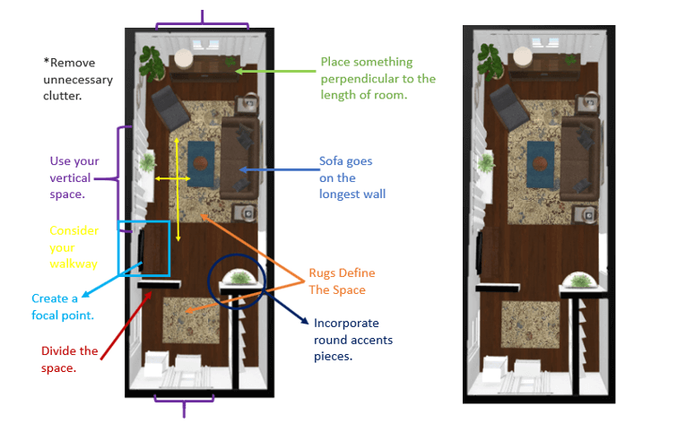 Small Narrow Living Room, How To Arrange A Narrow Living Room