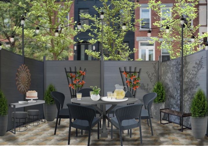 Why A Round Table And 6 Chairs Is Perfect For Your Small Patio Michael Helwig Interiors - Patio Table Round 60
