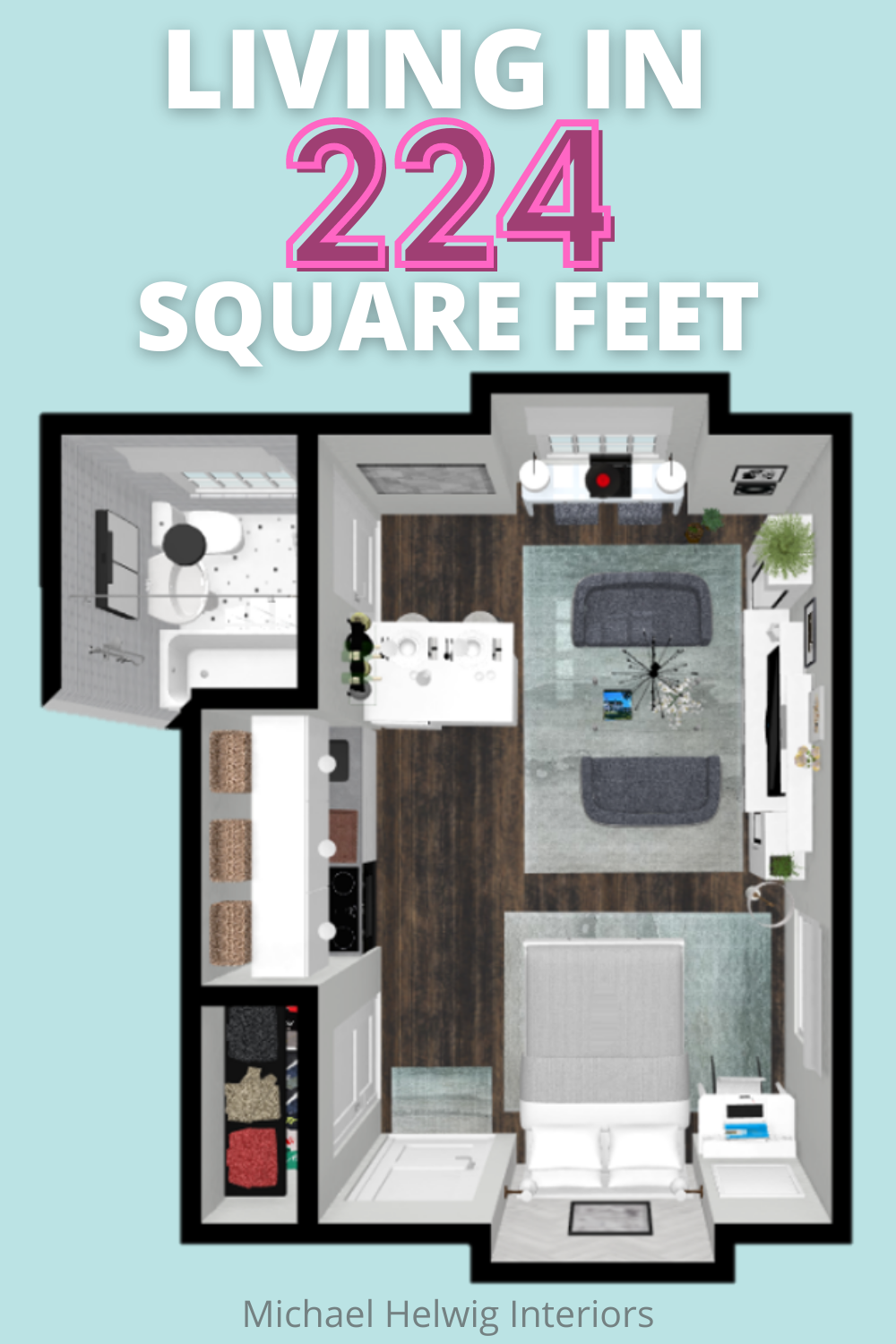 Plunderen exotisch banaan What's it Like to Live in just over 200 square feet? How to layout a 12' x  19' New York City Studio Apartment. — Michael Helwig Interiors