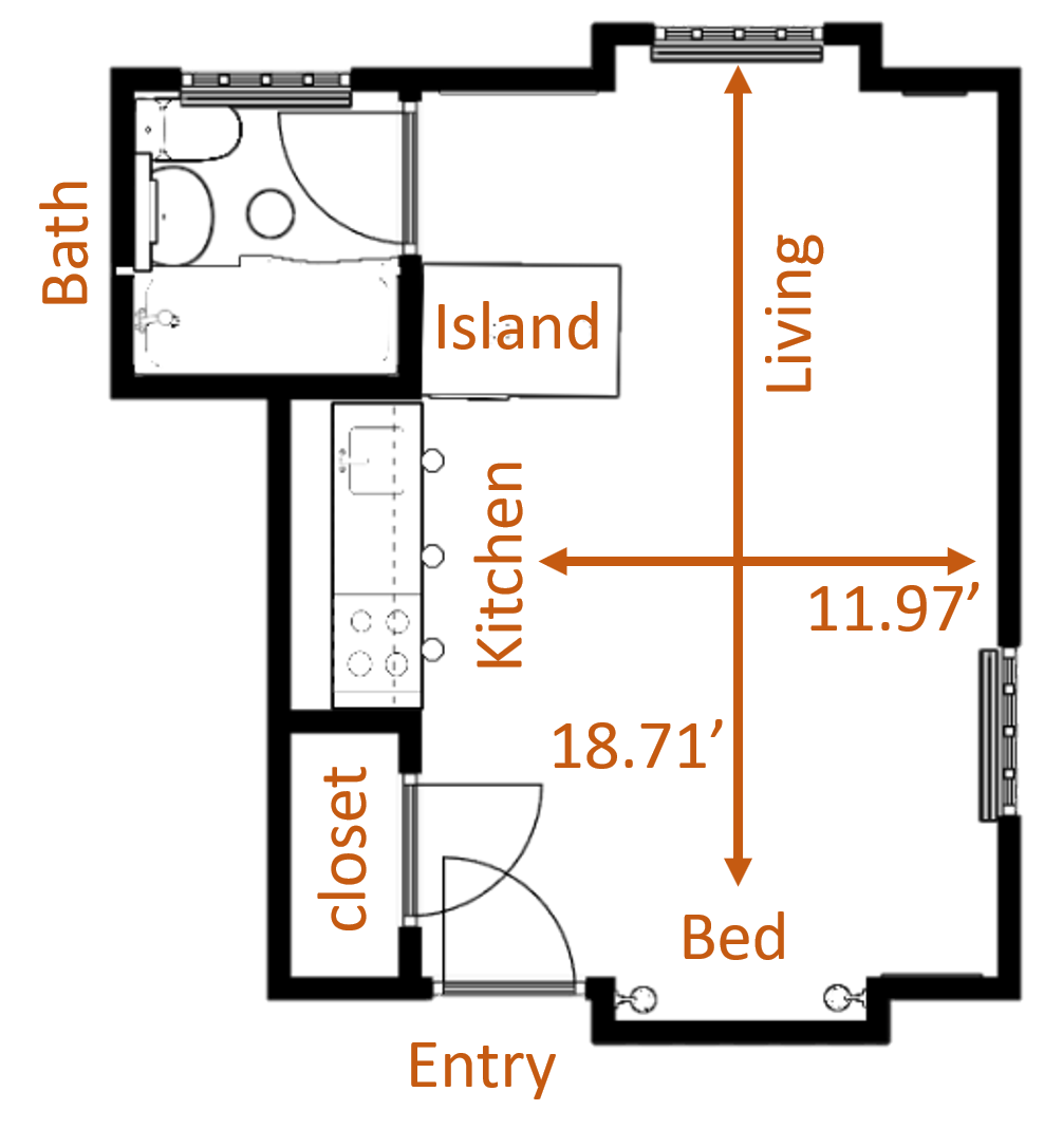 Leuk vinden Paleis Verhandeling What's it Like to Live in just over 200 square feet? How to layout a 12' x  19' New York City Studio Apartment. — Michael Helwig Interiors