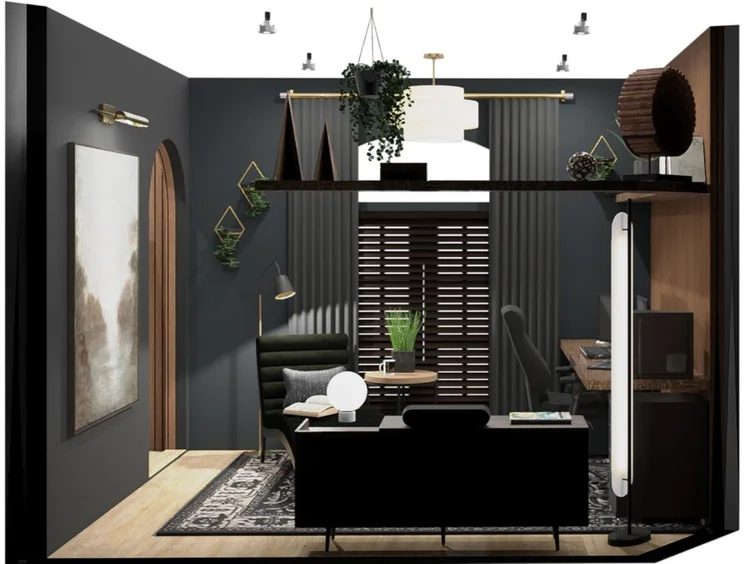How to Design a Moody Masculine Home Office in a Small Space — Michael ...