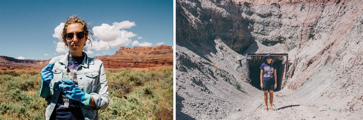 Collecting potash from the Intrepid Potash Ponds (left) and collecting uranium from a mine off Interstate 70 (right).