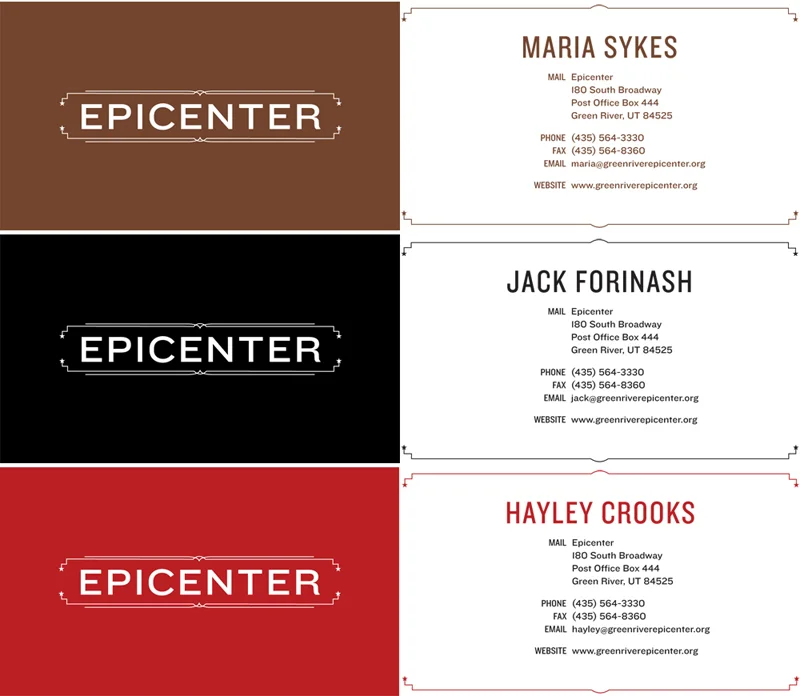 Epicenter logo and business cards, 2011