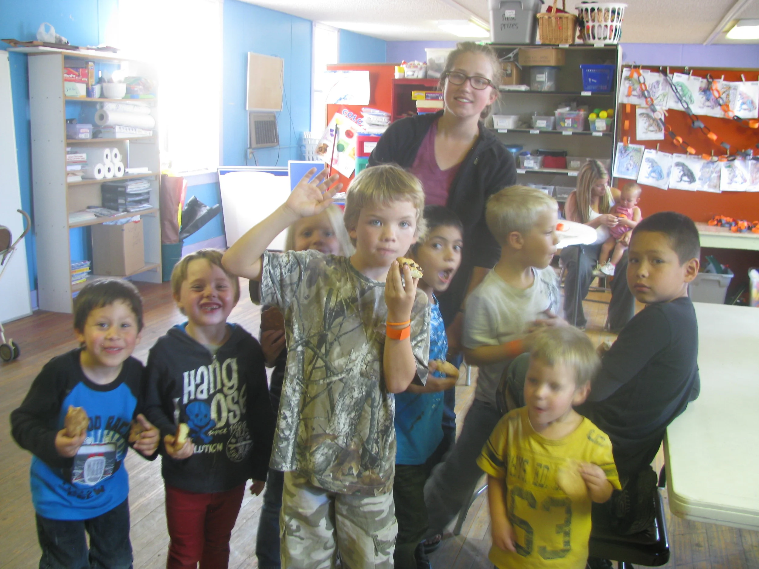 The Green River Community Center kids and Emily Howe baking cookies