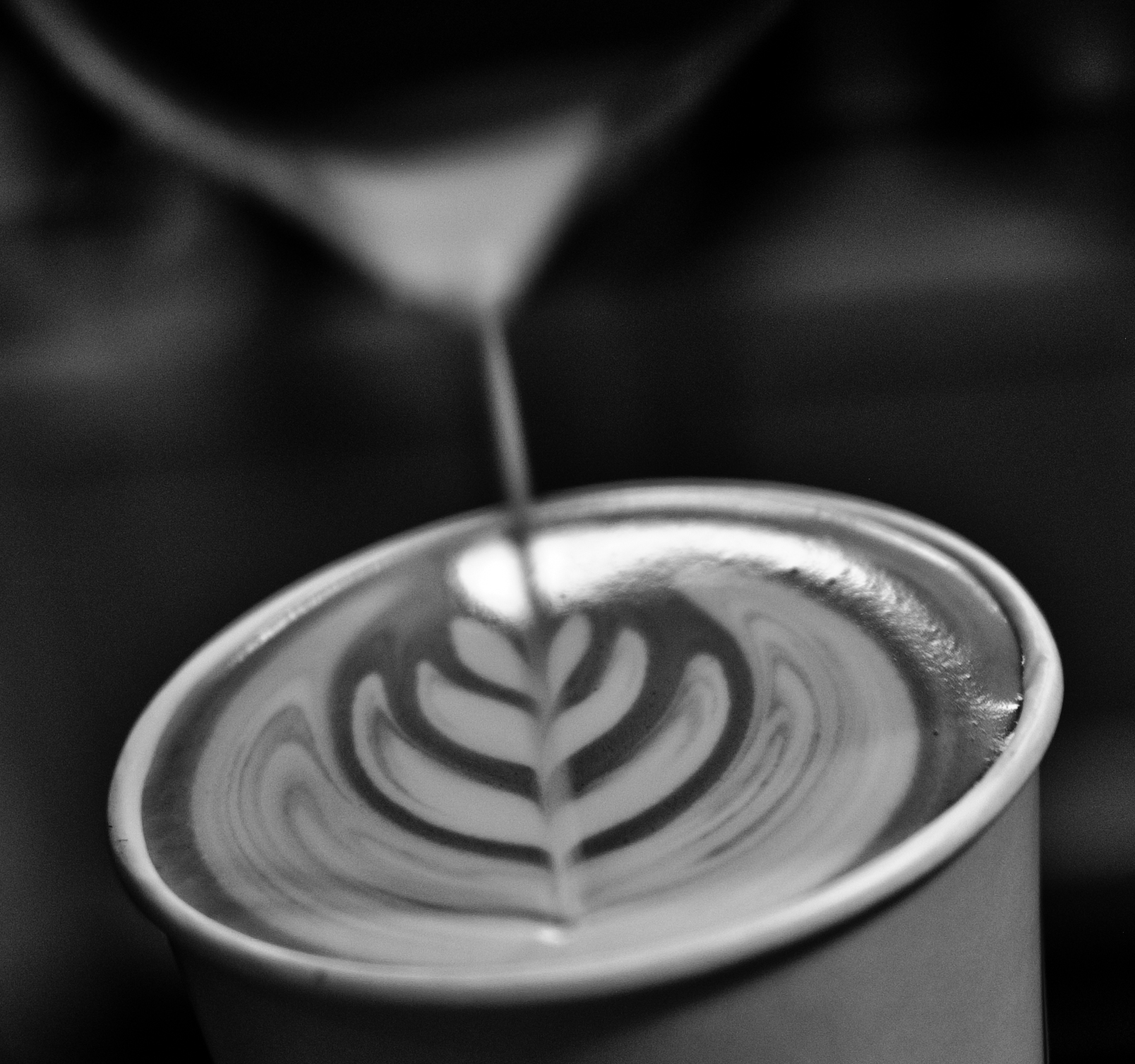 Free pour of tulip latte art