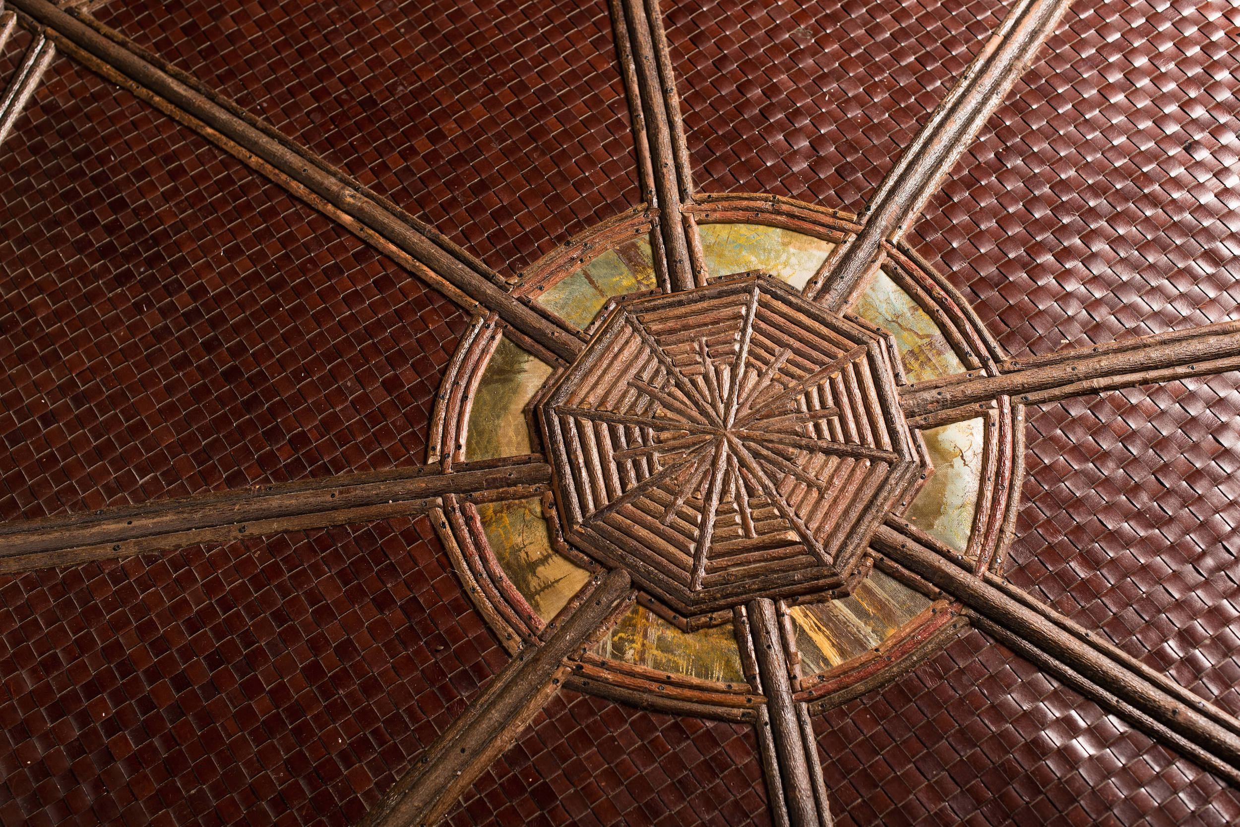 Octagonal Maple and Leather Dining Room Table
