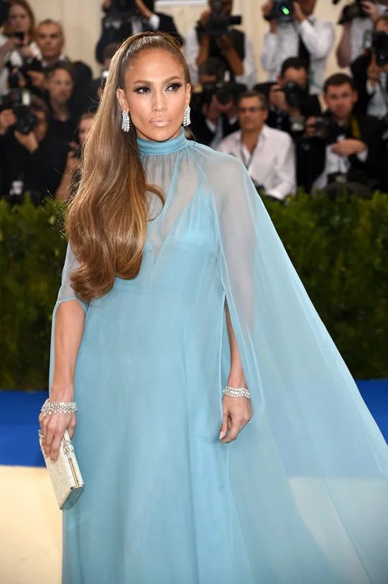 Jennifer Lopez in Valentino Haute Couture Dress and Harry Winston Jewelry