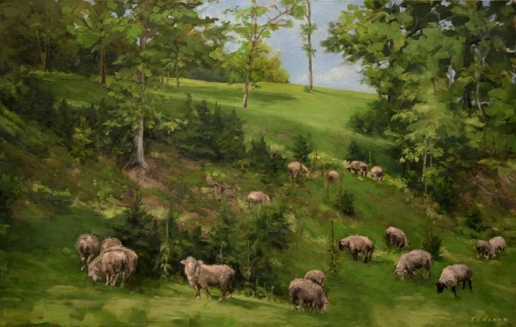 RIVER BLUFF WITH SHEEP