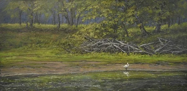 RIVER BLUFF WITH EGRET