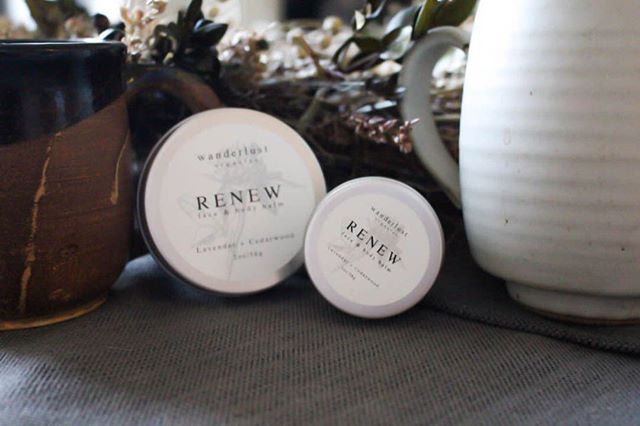 Our RENEW face + body balm is offered in our signature scent (lavender, cedarwood, &amp; bergamot) and perfect for a new skin routine for the New Year.  It triples as an amazing lip balm, too!