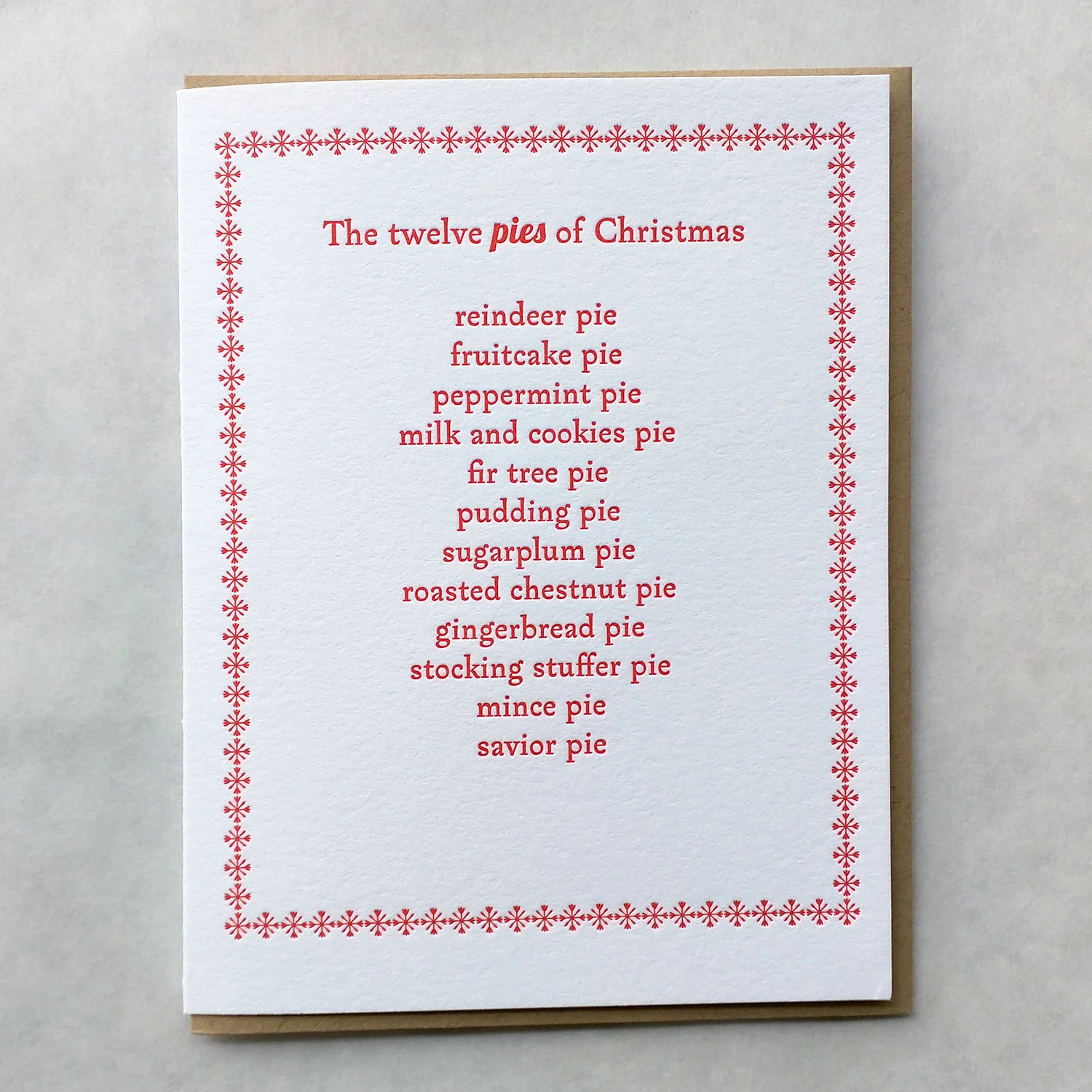 the twelve pies of christmas