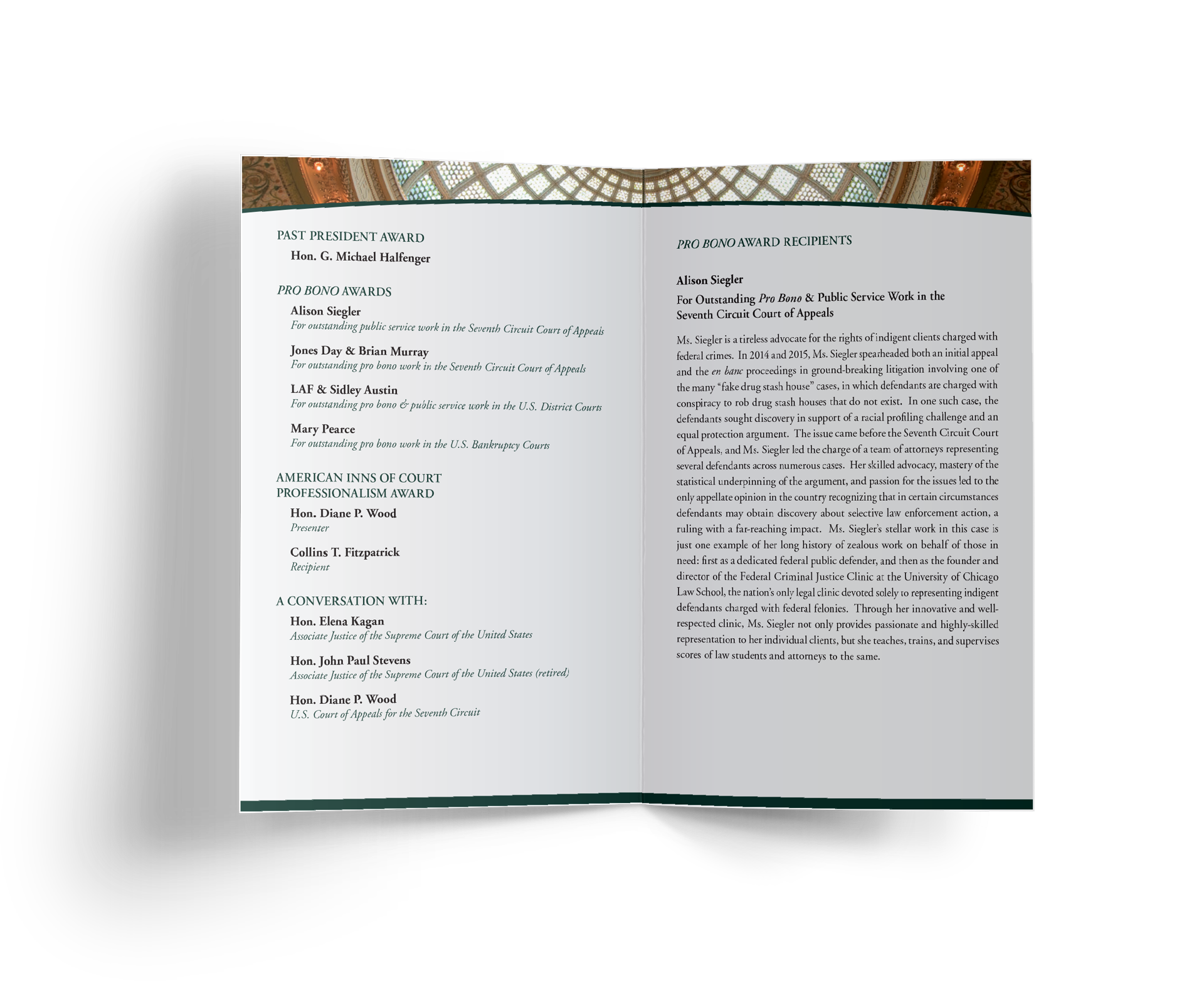7th Circuit Dinner Program inside pages