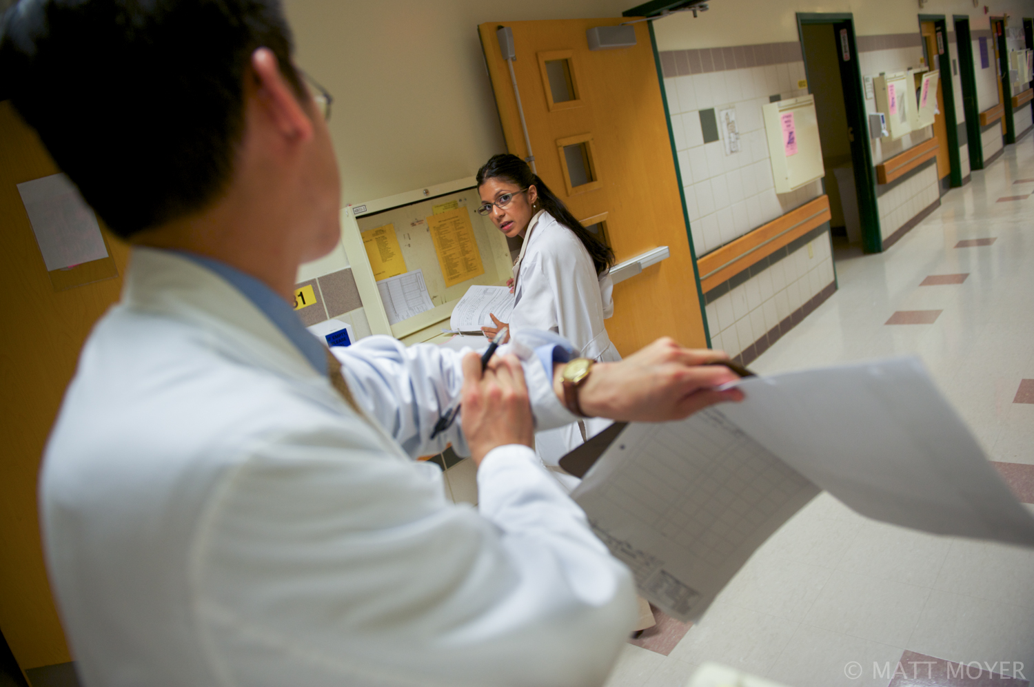  Dr. Carla Haack, a third year surgical resident, does her morning rounds at Grady Memorial Hospital. 