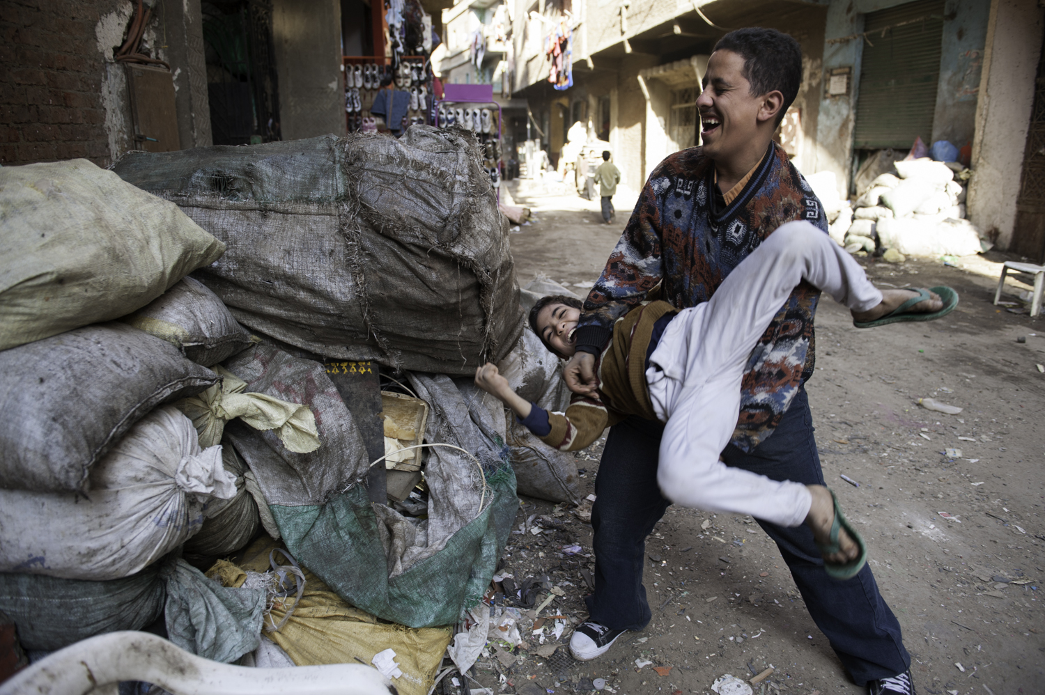  Young boys play in the streets of a Christian area of Cairo, Egypt. 