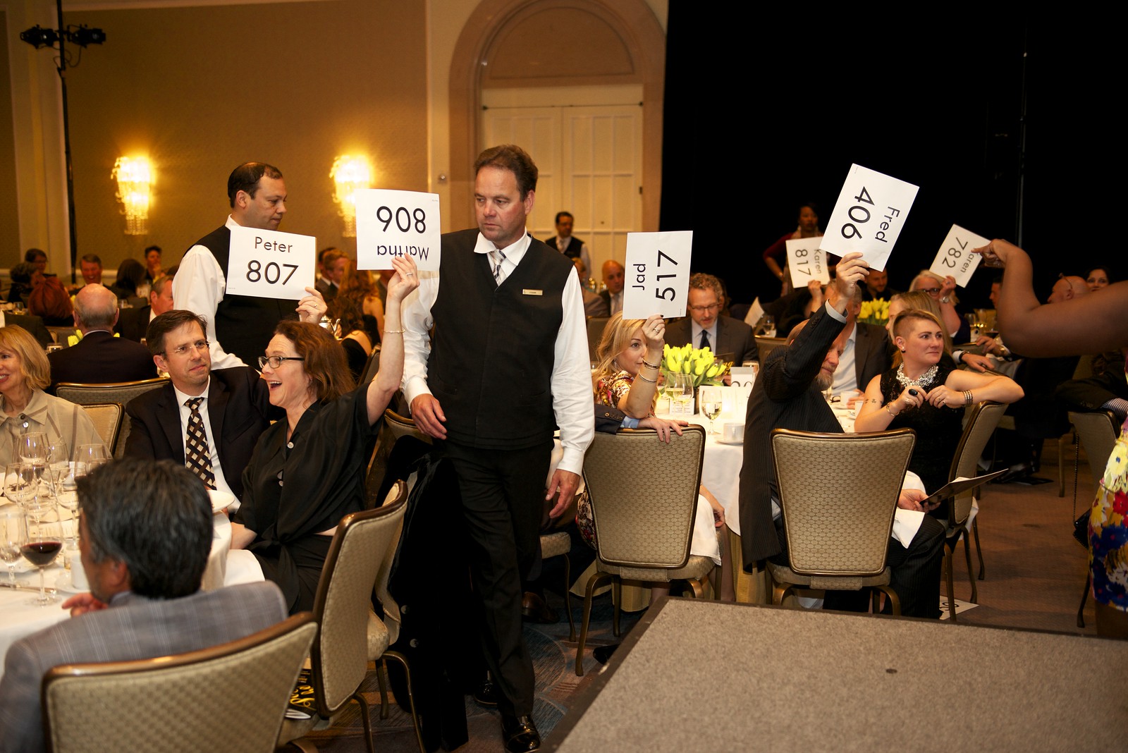 The success of a fund-a-need is based on visible participation. Don't do a challenge grant if it is going to take visibly pledged money out of the room.
