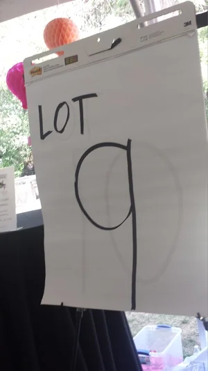 It may look a little home-spun, but this flip-chart lot number sign does a very important job.