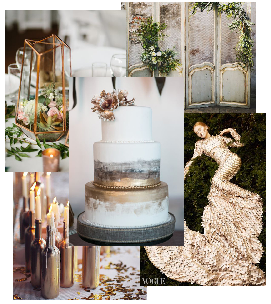 images via Real Weddings, Vogue, Fab You Bliss, Brit & Co, Gold Wedding Shoes