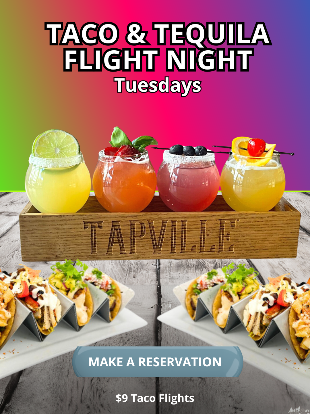 Tapville Jersey city Taco & Tequila Flight Night with $9 taco flights