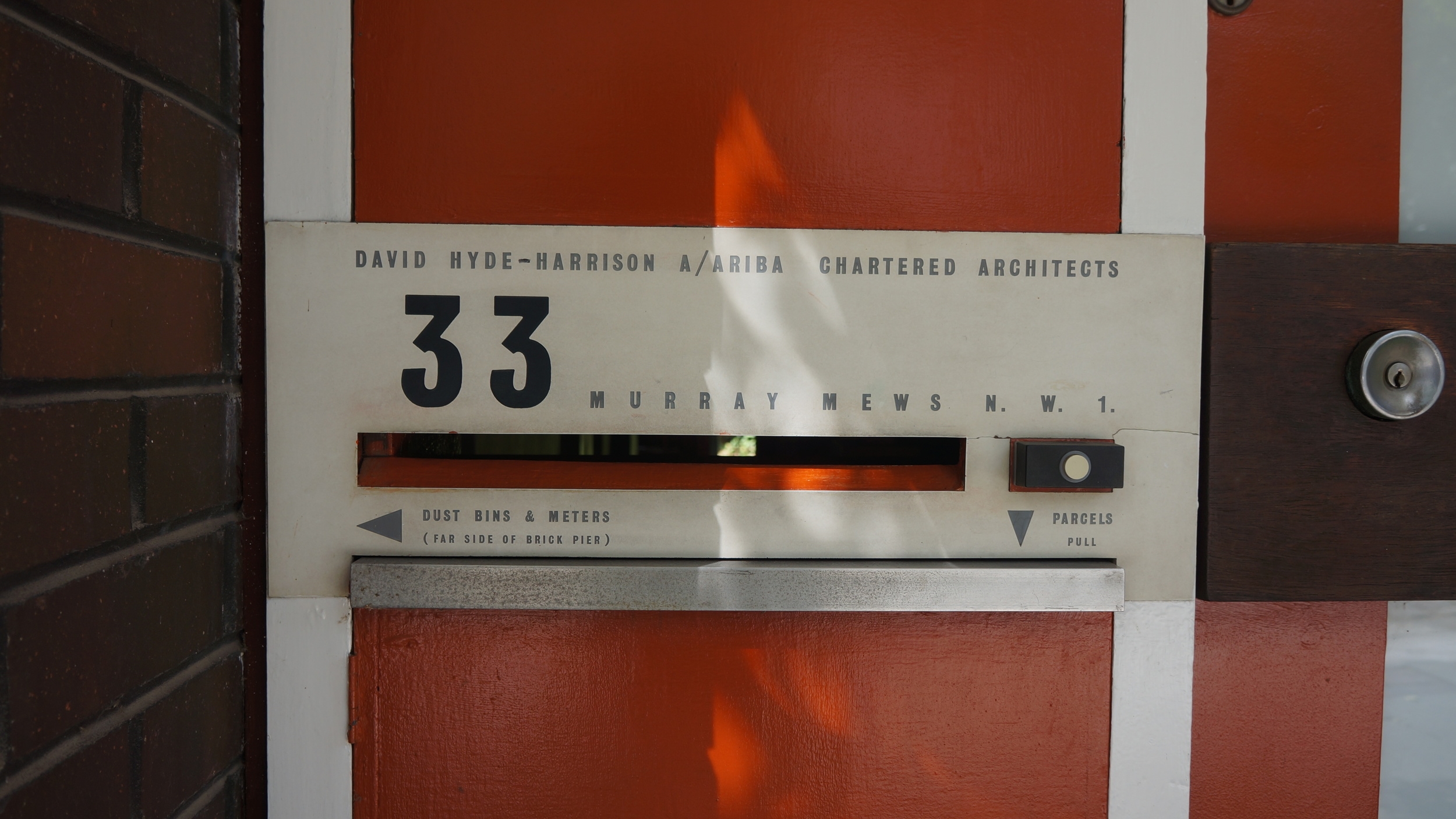 The Hyde-Harrison House, Murray Mews, Camden, letterbox