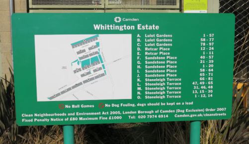 'Whittington Estate' sign-map