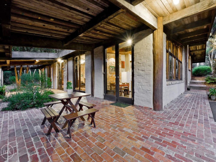 Characteristic brick paved veranda