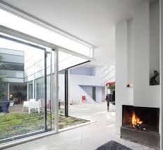 Fireplace and courtyard