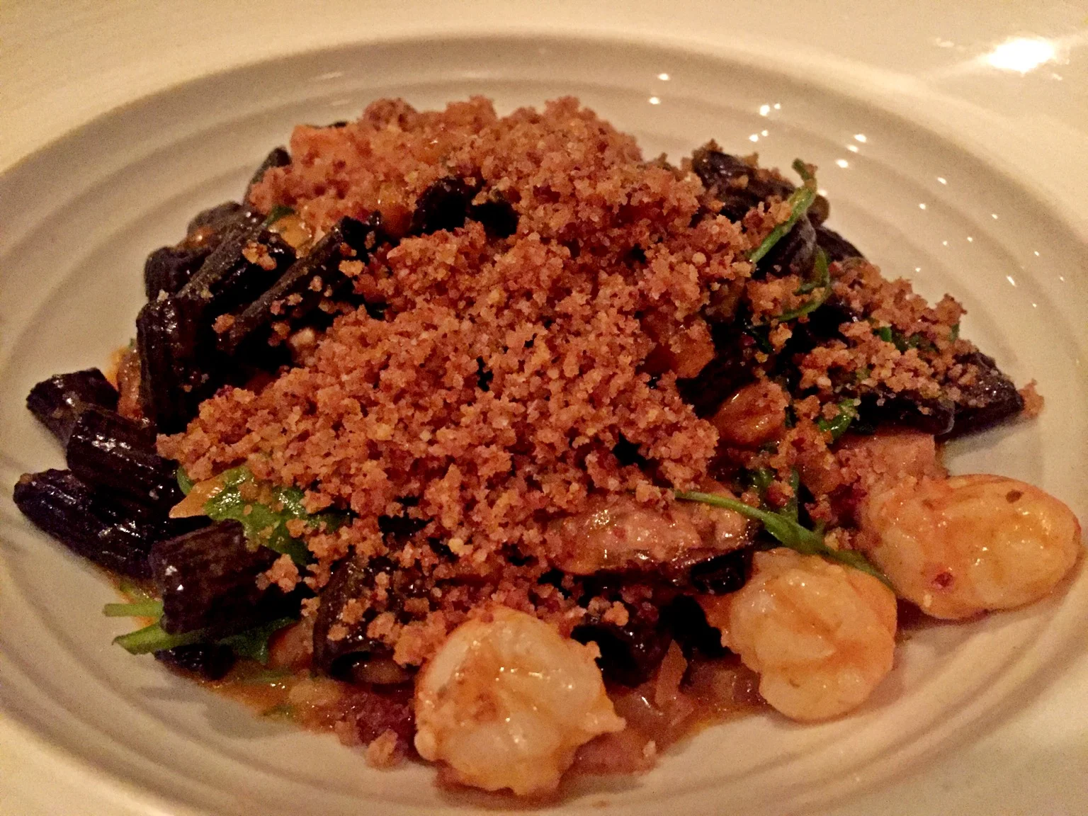 My first encounter with squid ink pasta! 