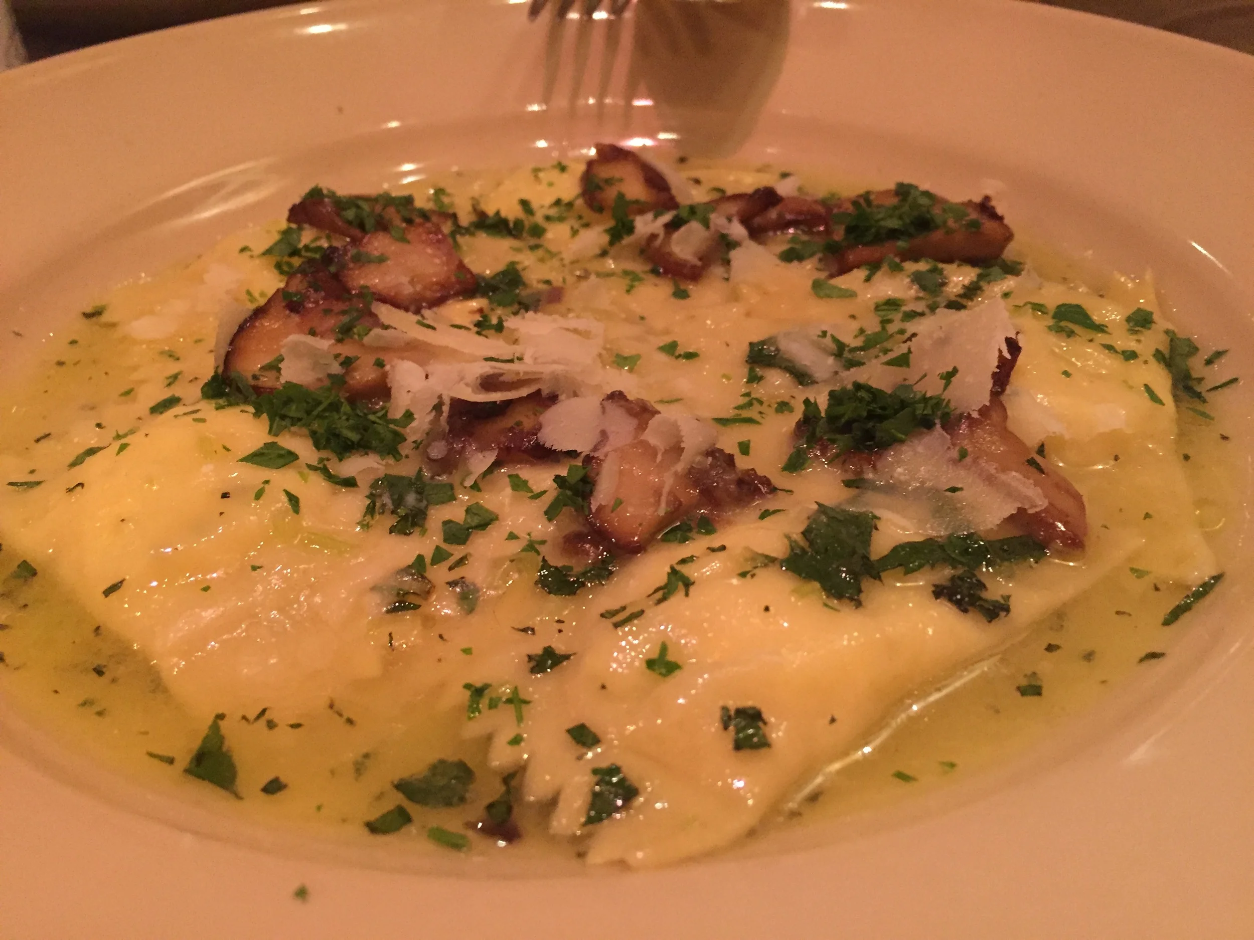 I must pause here and say this was the most texturally immaculate piece of ravioli to grace my mouth in my lifetime. The porcini mushrooms and diced mint complimented the light butteriness of the sauce and the sheep's milk rocotta with the most delicate refinement I've ever encountered in a pasta dish. 
