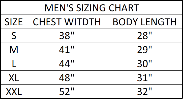 Men S Xl Size Chart