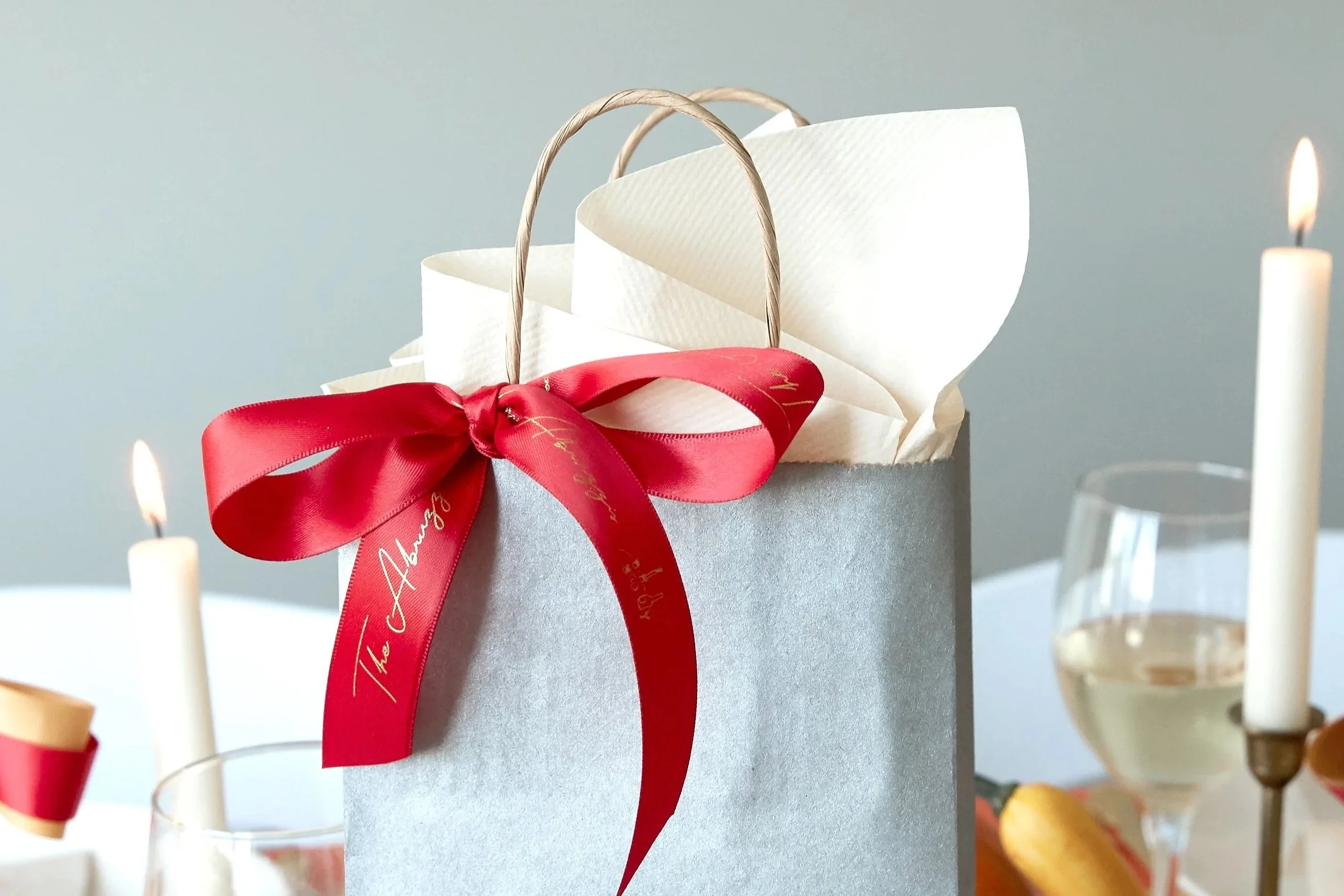 Gold printed satin ribbon