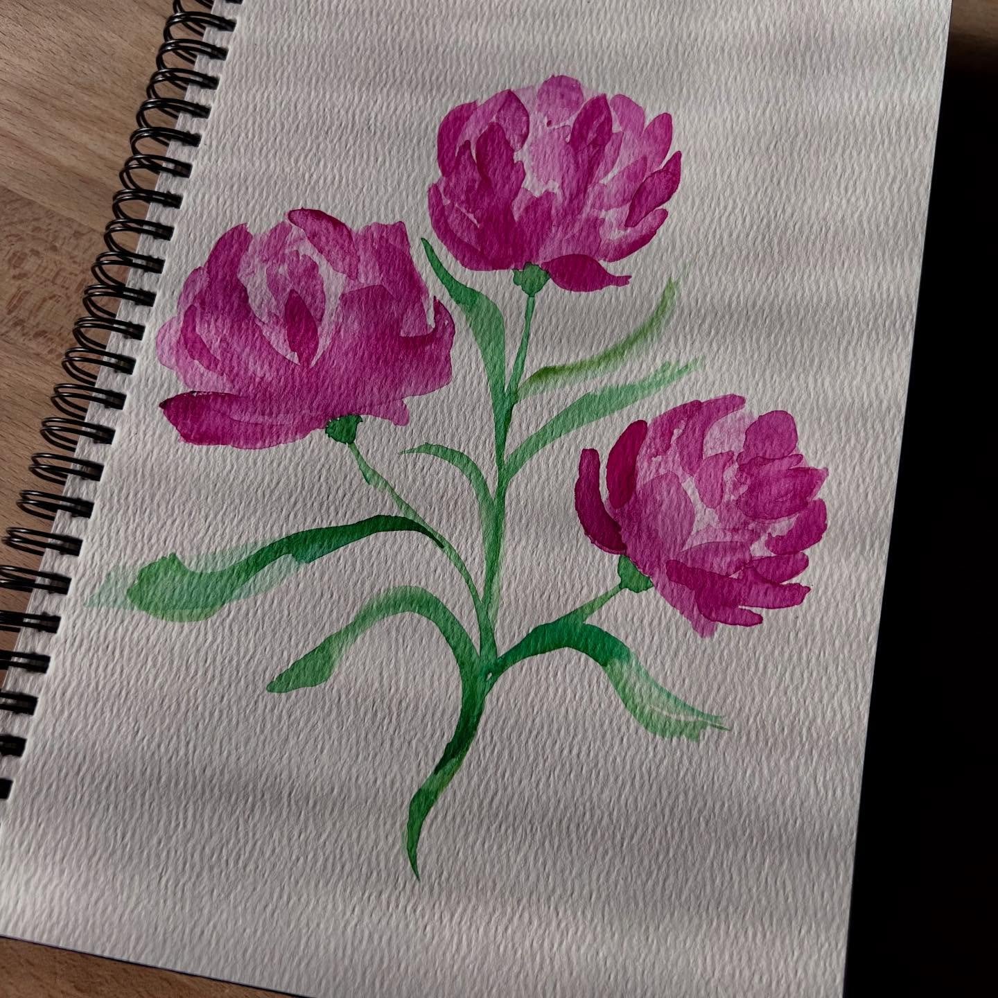 Dreaming of spring already. 🌺🌹🌷🌻💐🌸🪻 . . .  #watercolor #watercolorflowers #watercolorpractice #surfacepattern #surfacepatterndesign