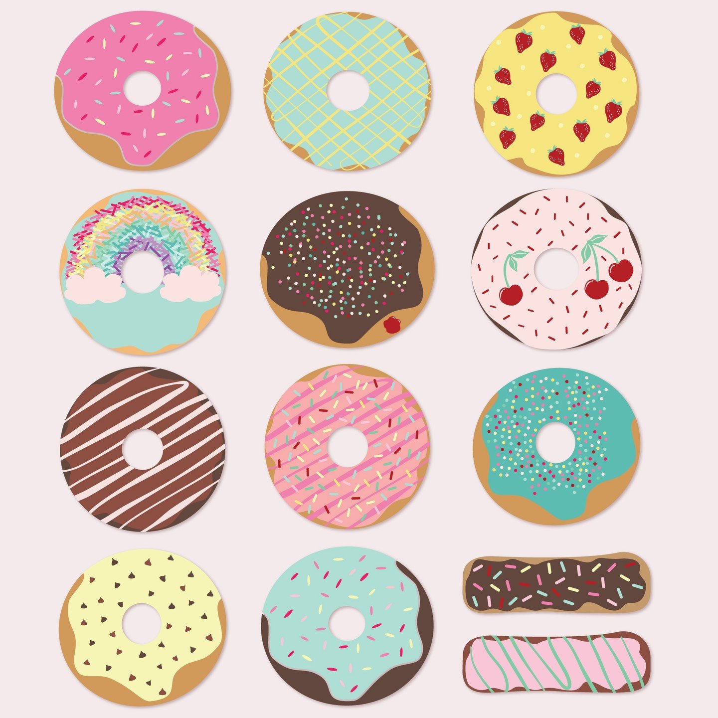 Is donut illustrator a job? I think I want to do that. I made some donuts to round out a clipart collection of birthday phrases that are donut themed and it was just so darn fun...almost as fun as eating donuts. Check out the whole collection in my E