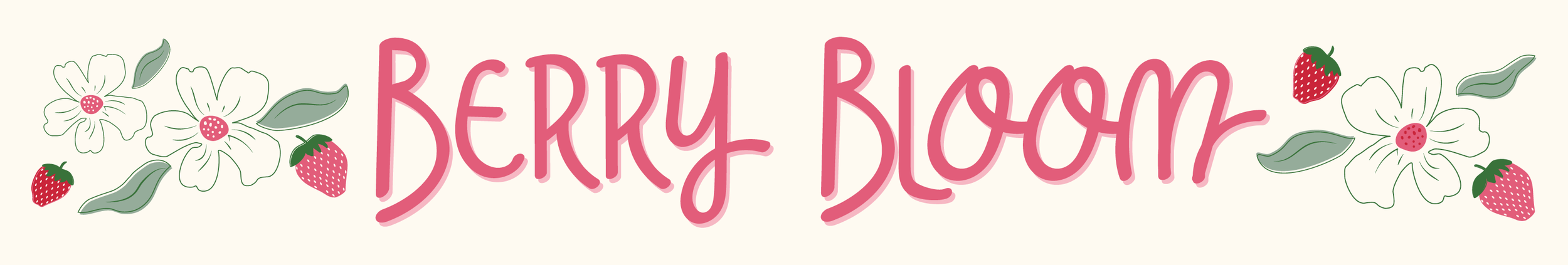 Berry Bloom Banner with flowers and Strawberries