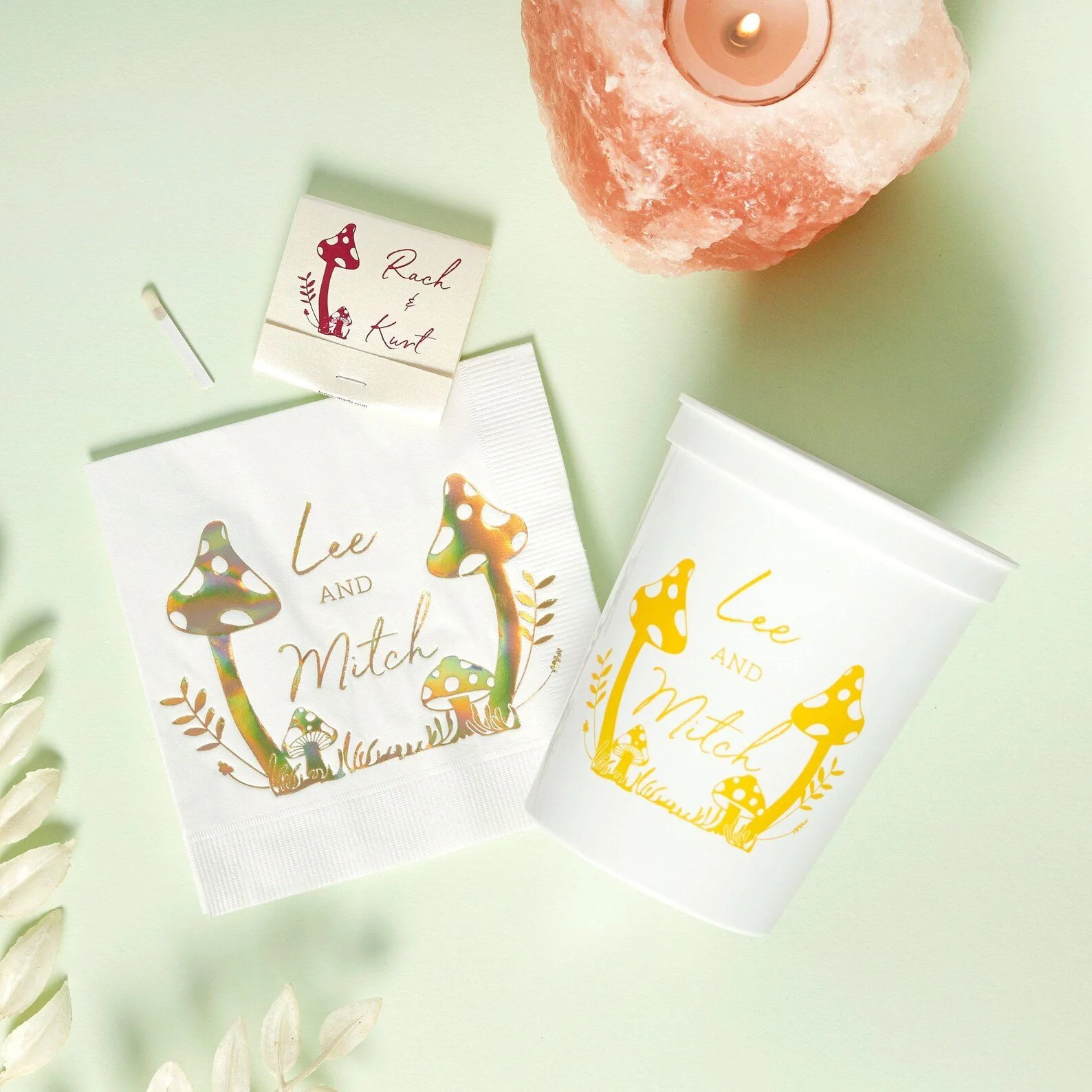 Custom printed mushroom party supplies