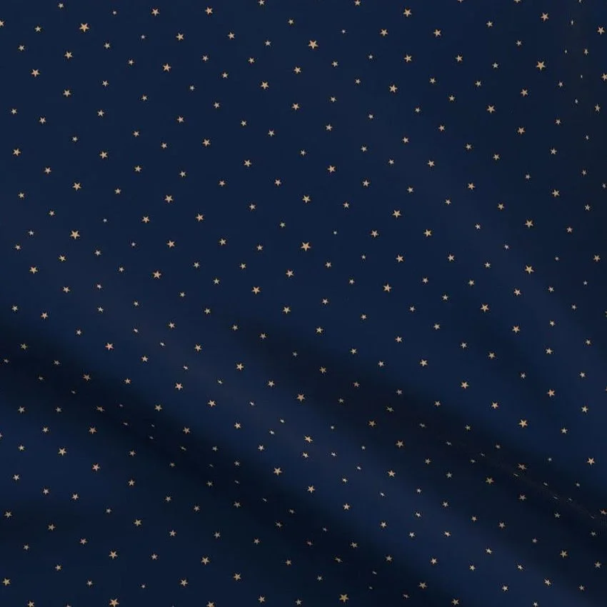 Minky Fabric In Navy printed with gold stars